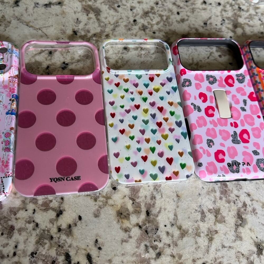 Lot of 5 iPhone Cases - Pink, Hearts, Polka Dots, Dogs